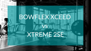 Bowflex Xceed vs Xtreme 2 SE text in front of gym background